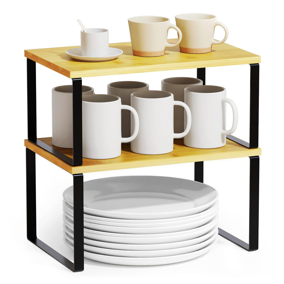 SpaceAid cabinet shelf organizers 2-pack for neat spice storage and easy access.