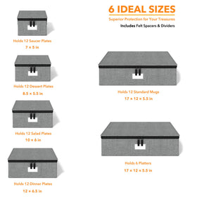 SpaceAid China storage container interior with quilted lining and dividers protects dinnerware
