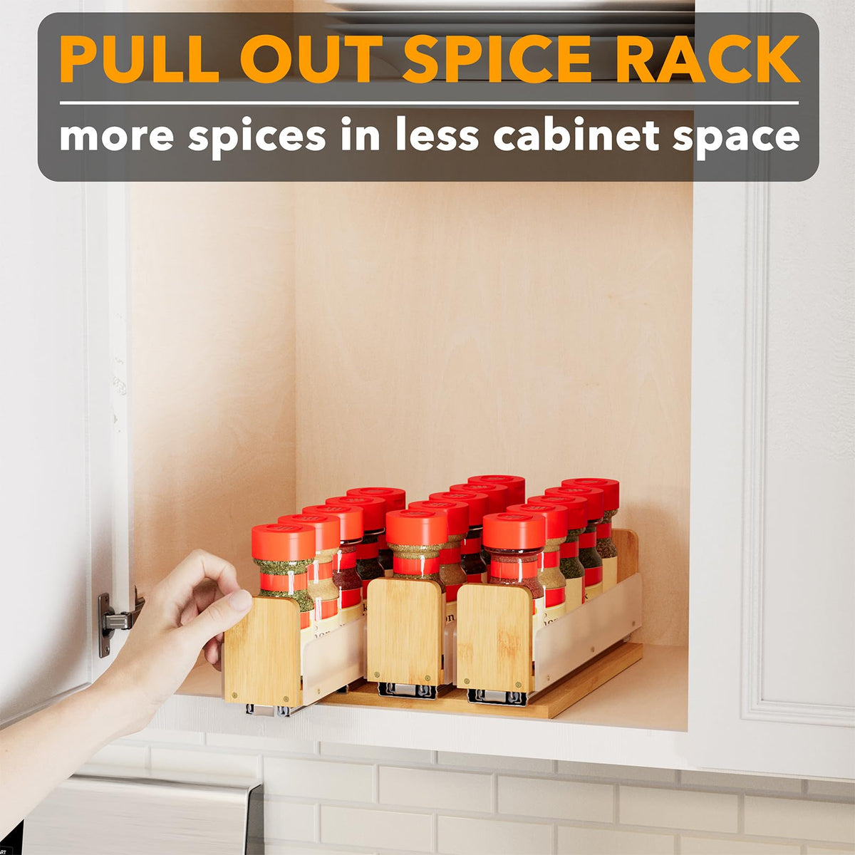 7.6-inch wide rack fits compact upper cabinets