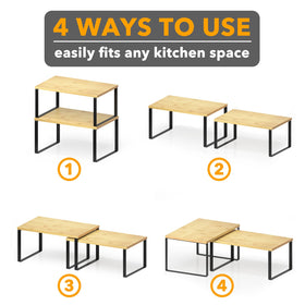 SpaceAid durable bamboo construction supports cans and cookbooks.