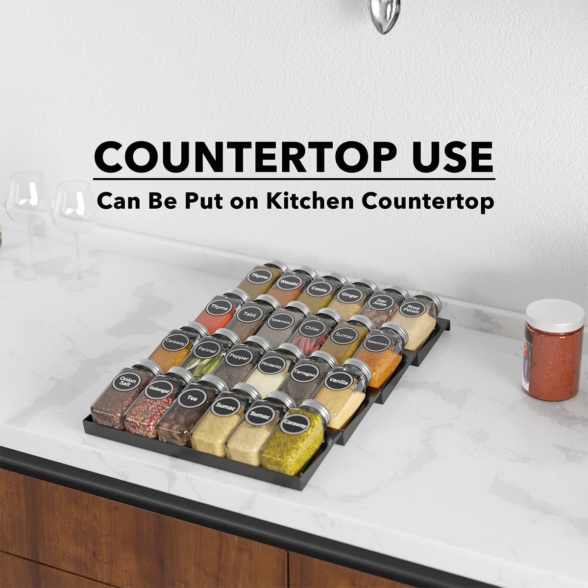 SpaceAid easy-clean steel tray offers mess-free drawer organization.