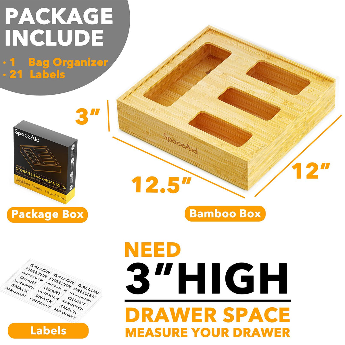 SpaceAid bamboo box arrives fully assembled and ready to use.