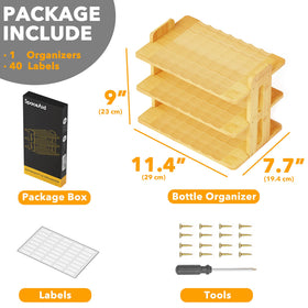 Holds up to nine bottles to maximize cabinet space