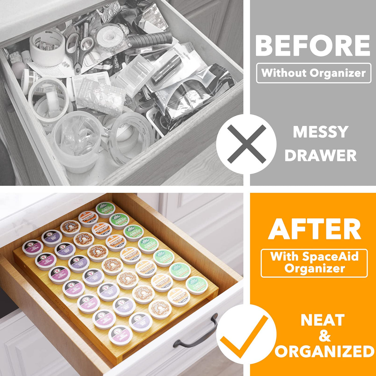 SpaceAid K-Cup holder tray showing simple assembly for organized drawers.