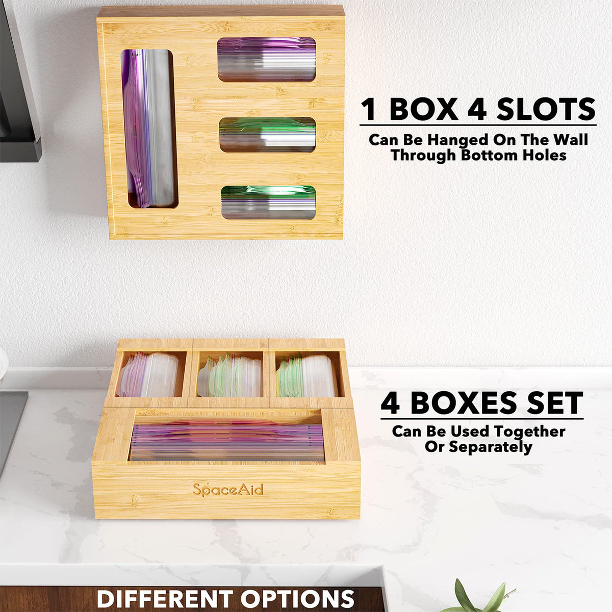 SpaceAid compact 12.5 x 12 x 3 inch box saves drawer space.