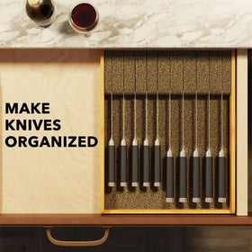 SpaceAid knife drawer tray close-up highlights sturdy bamboo construction.