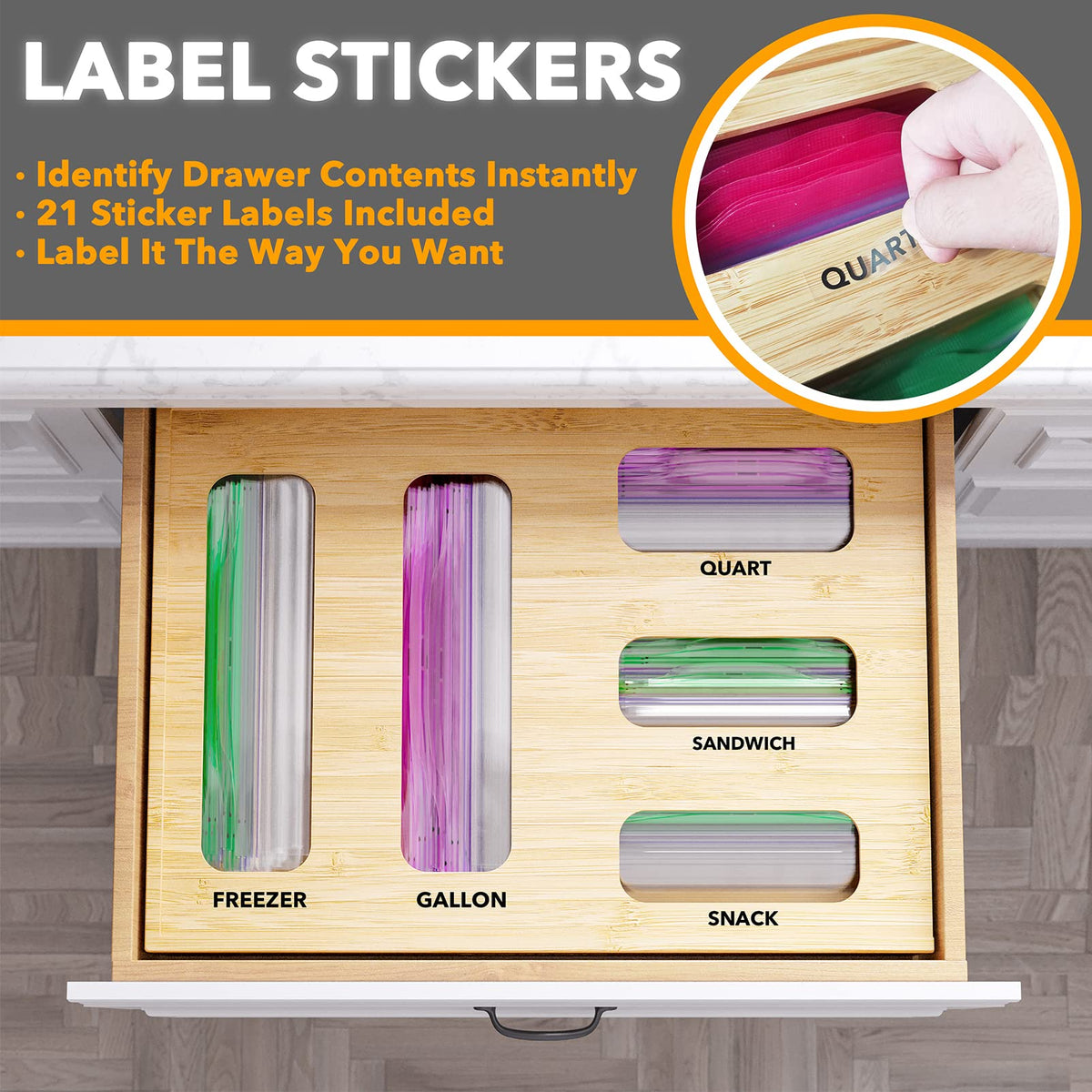 SpaceAid label stickers on the box help quick content identification
