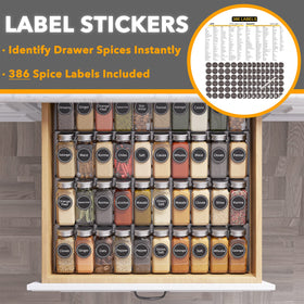 Label set with 386 spice labels for easy jar identification.