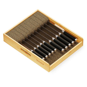 SpaceAid large knife drawer organizer in bamboo insert keeps blades neatly stored and accessible.