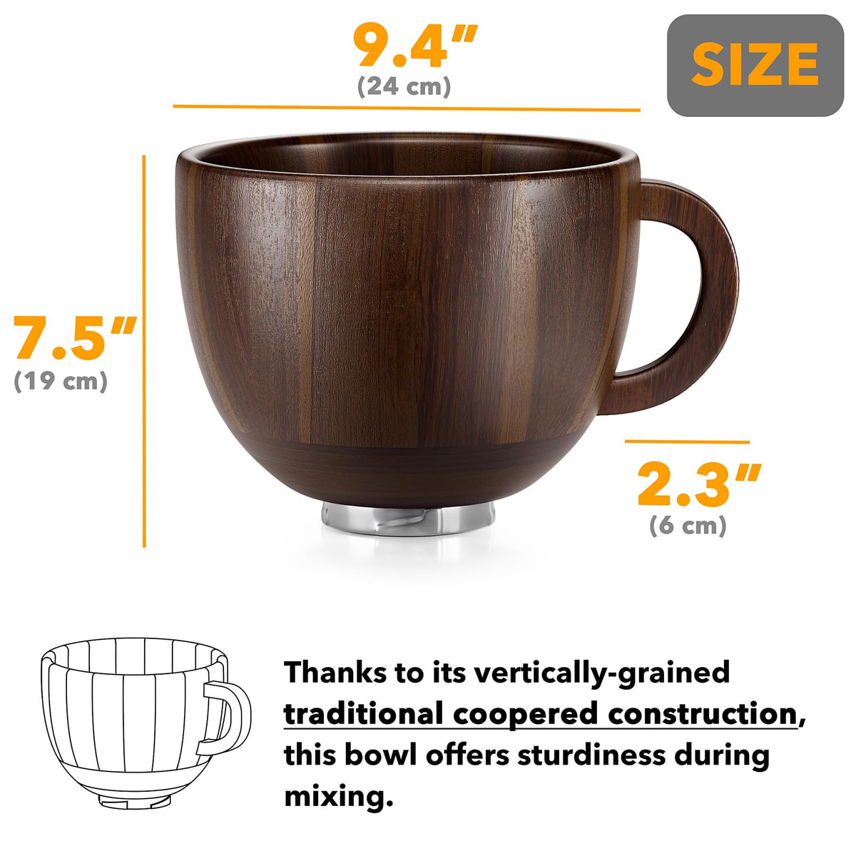 SpaceAid locking base on the bowl demonstrating secure fit for tilt-head mixers.