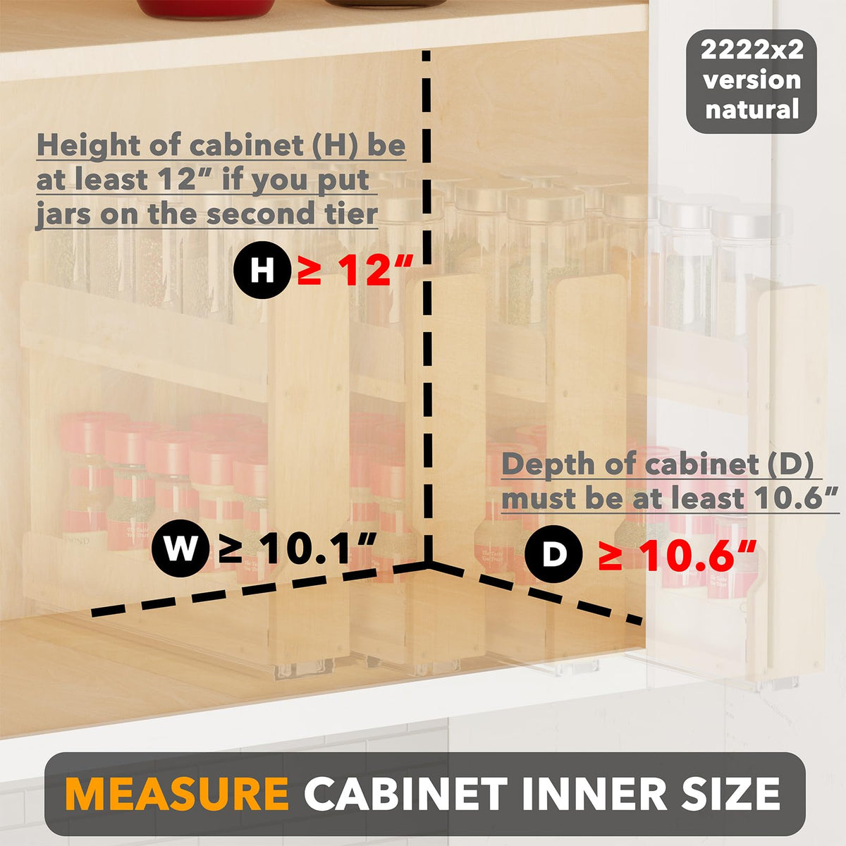 SpaceAid natural bamboo finish adds durable, stylish storage to kitchen cabinets.