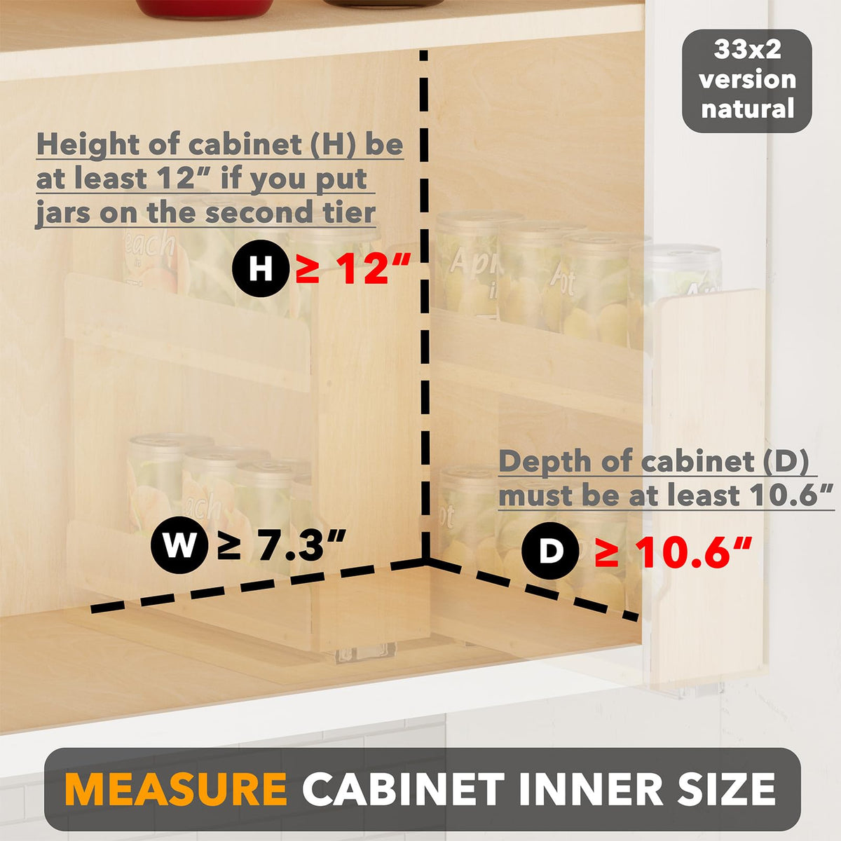 SpaceAid natural bamboo kitchen organizer mounted inside a cabinet for spice storage