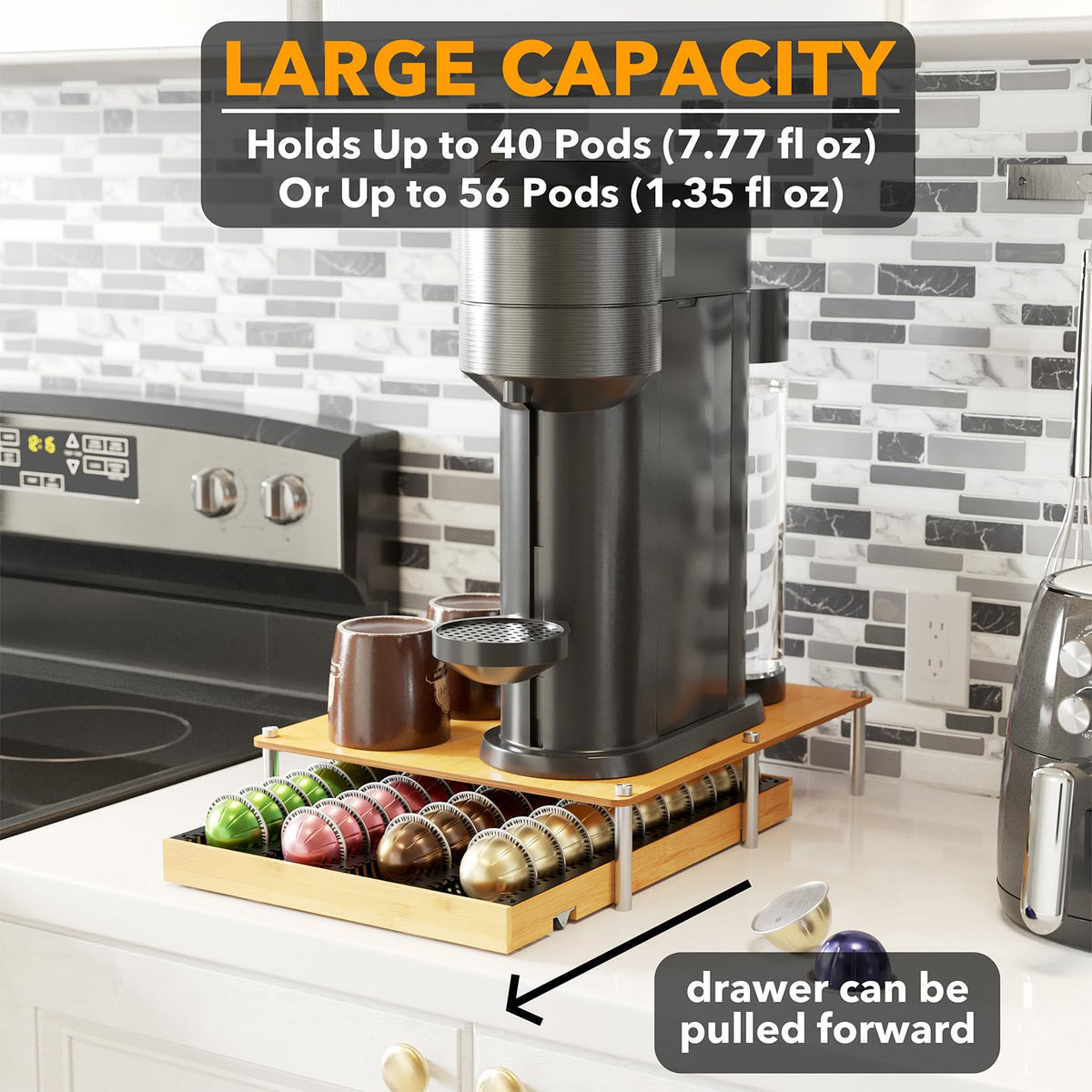 SpaceAid Vertuo pod holder offers quick access to capsules in a compact tray.