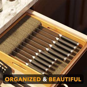 SpaceAid organized drawer with knife tray emphasizes quick access and reduced clutter.