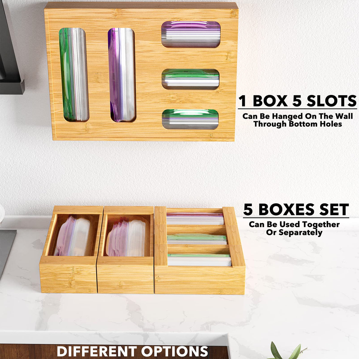 SpaceAid patent-pending bamboo box design for organized storage