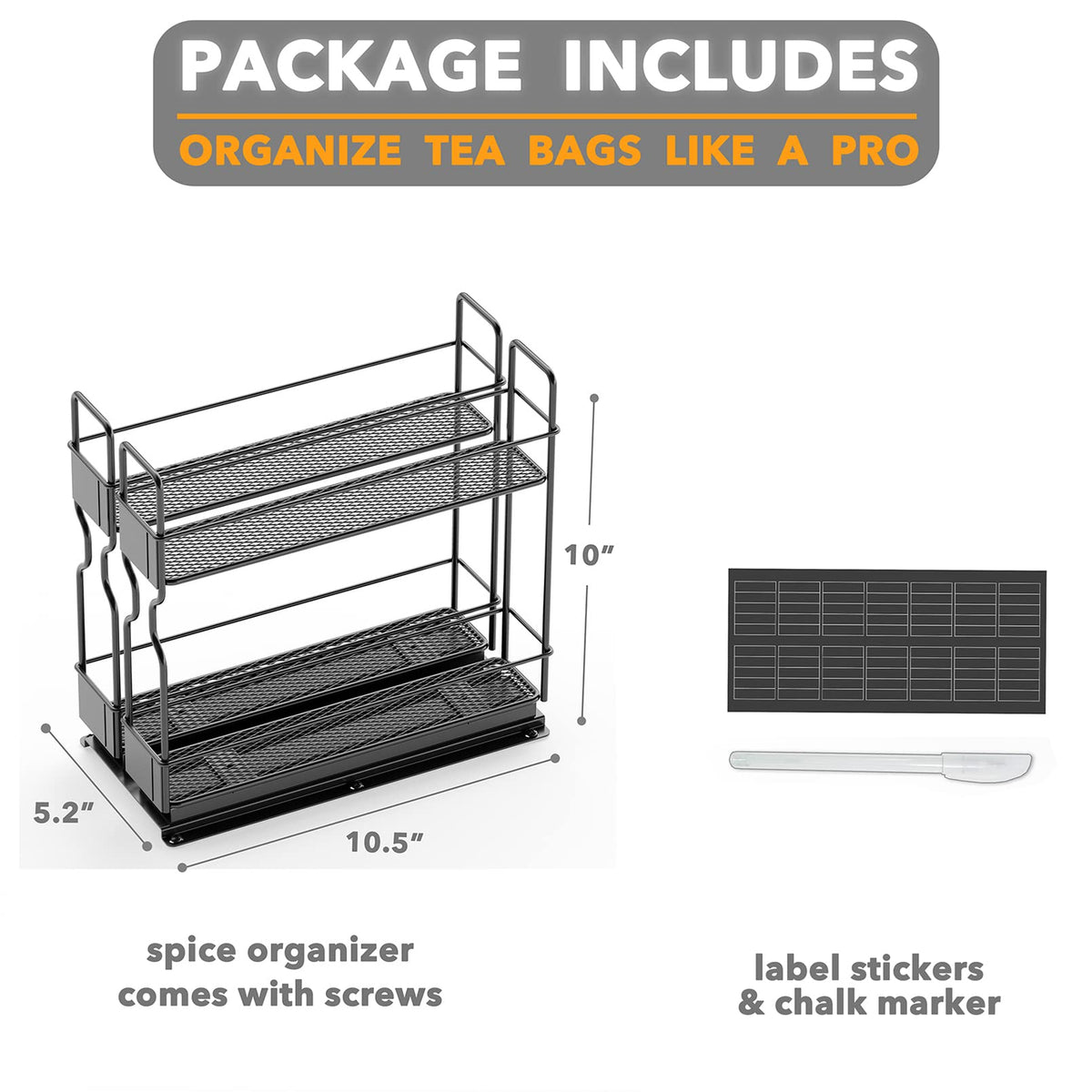 SpaceAid pull-out spice rack installation-ready setup in a cabinet