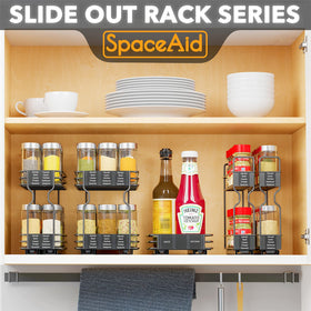 SpaceAid pull-out spice rack with labels included for fast identification