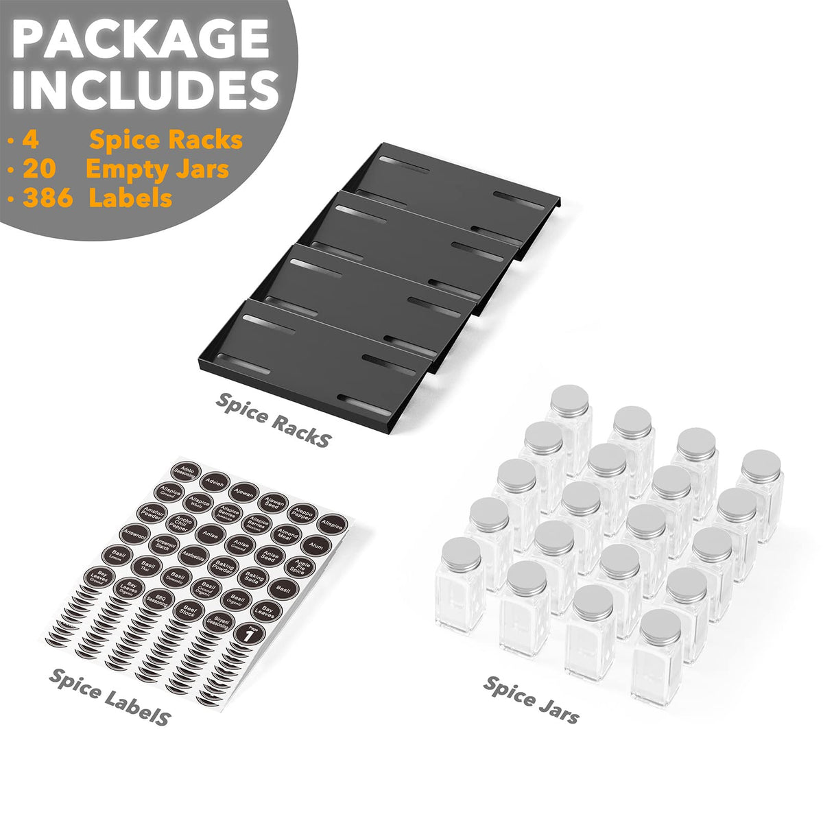SpaceAid sealed caps keep spices fresh with secure lids