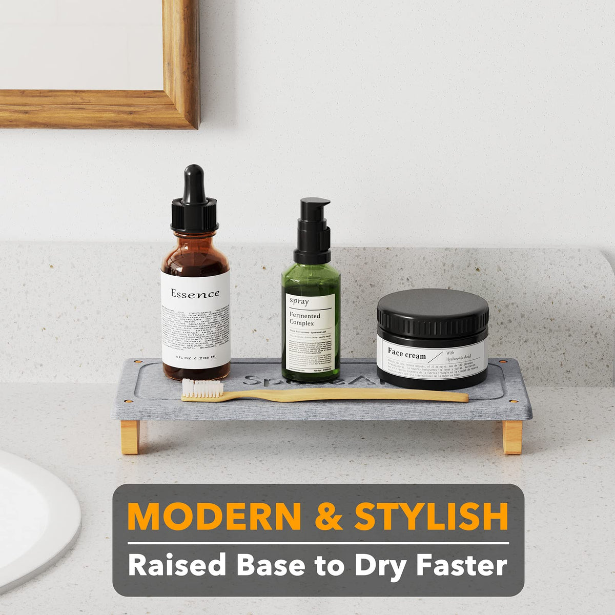 SpaceAid bamboo feet add sturdy support and a natural touch to your sink area.