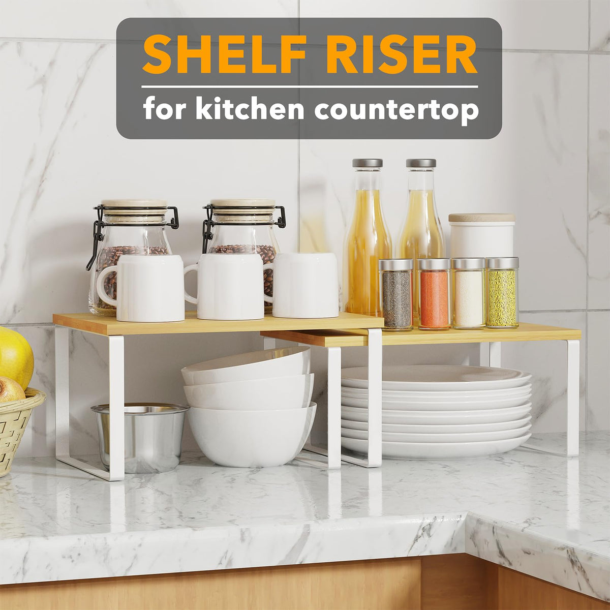 SpaceAid shelf keeps spice jars organized and easy to reach