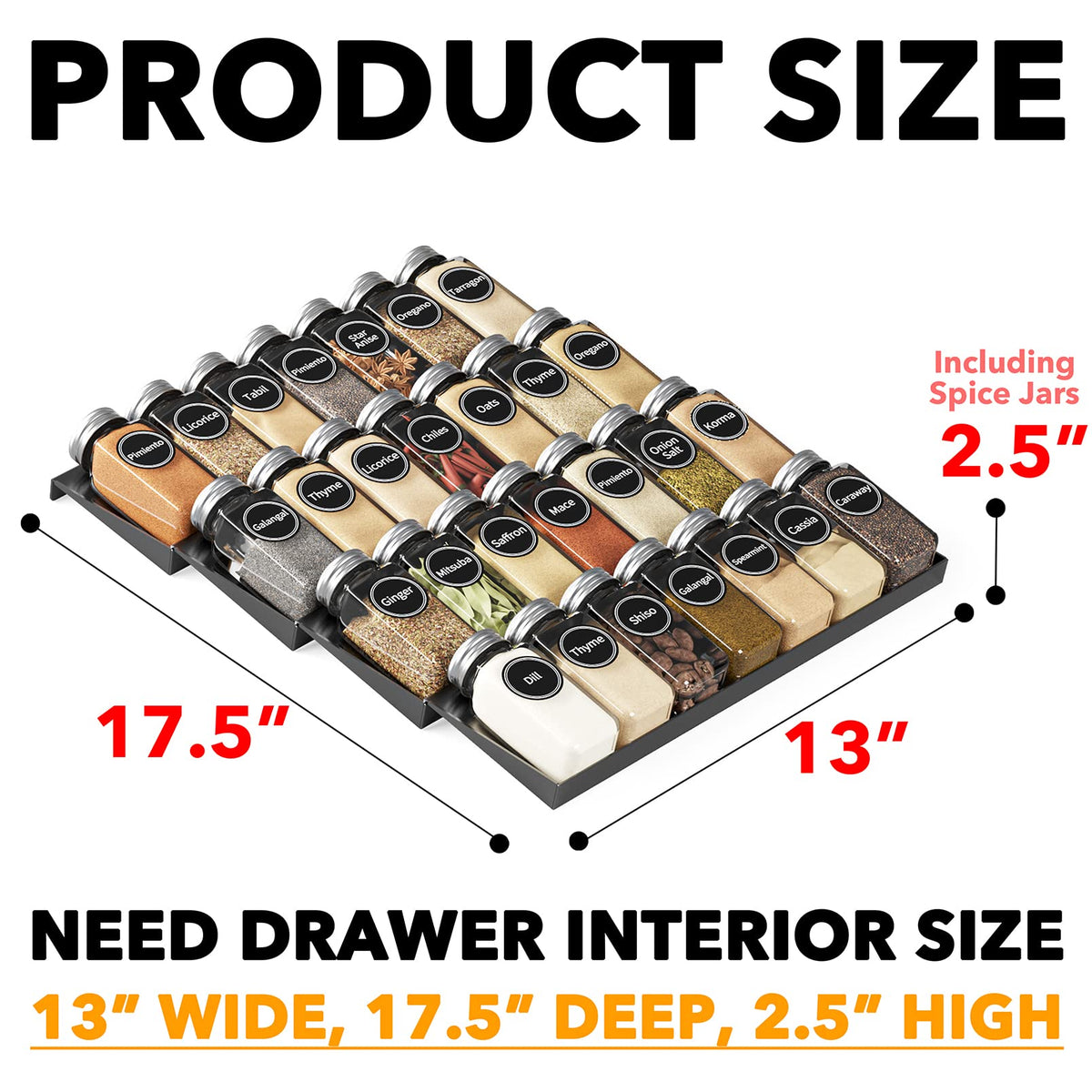 SpaceAid spice labels preprinted set provides ready organization and quick identification of jars.