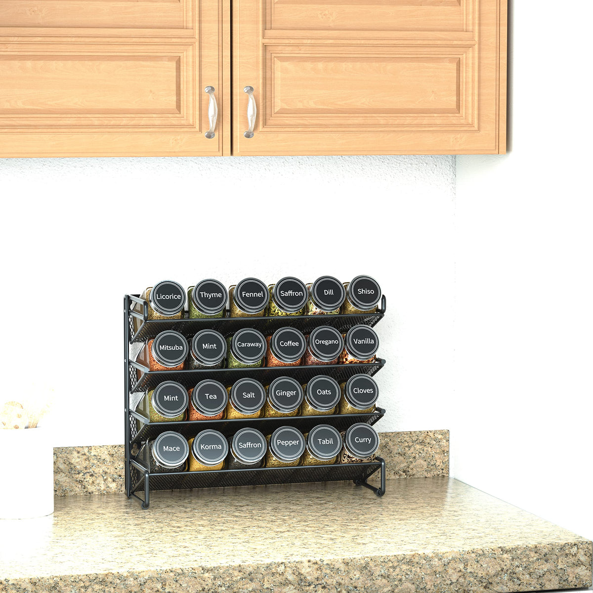 SpaceAid waterproof labels provide durable labeling for spices and blends.