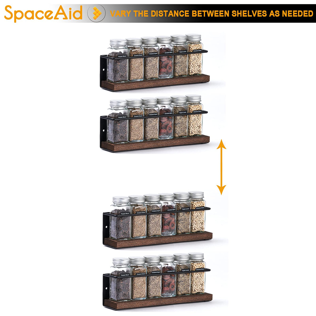 SpaceAid Spice Rack 4-Pack over stove setup keeps spices within reach.