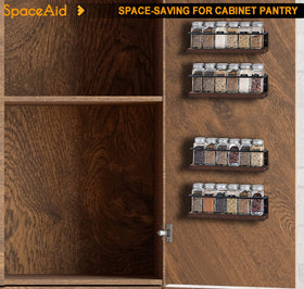 SpaceAid Spice Rack 4-Pack wall mounted setup saves counter space.
