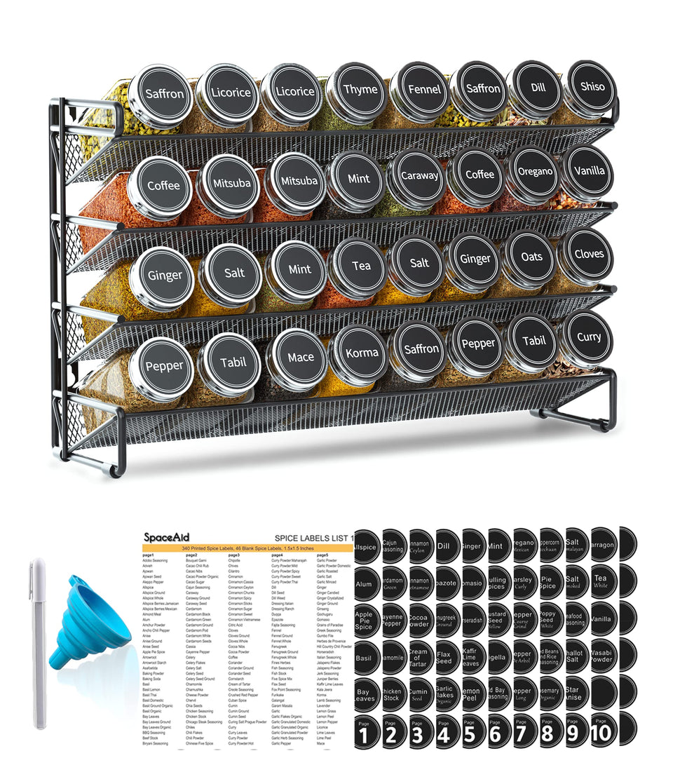 SpaceAid 4-Tier spice rack keeps your spices neatly organized for quick cooking.