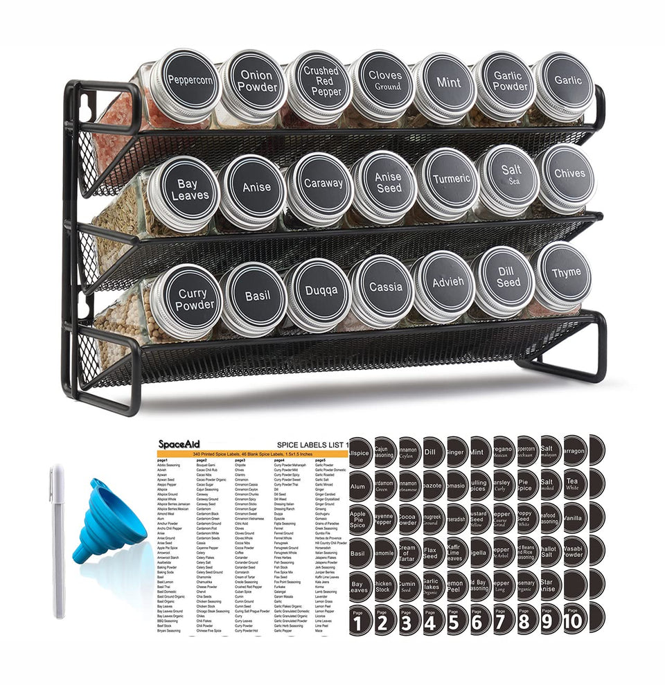 SpaceAid spice rack assembly view showing organized cabinet storage and easy access.