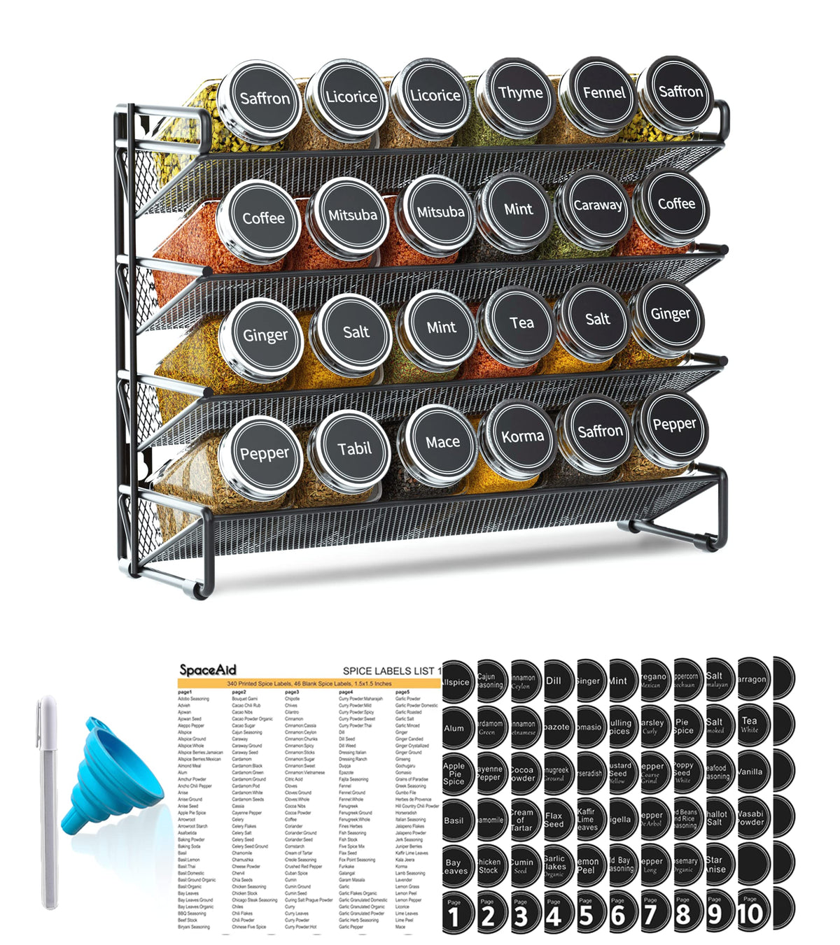 SpaceAid spice rack assembly for easy reach and organized kitchen storage.