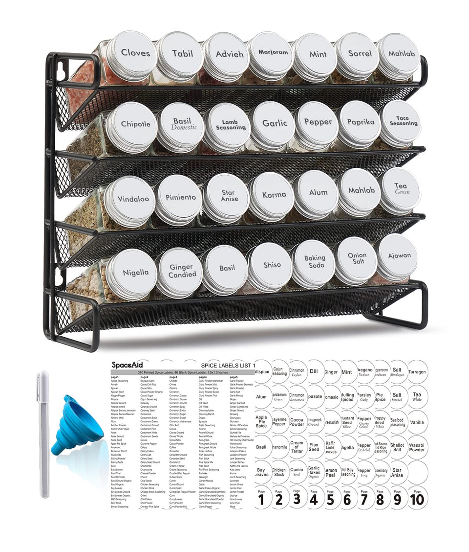 SpaceAid Spice Rack Assembly showing organized storage for easy cooking.