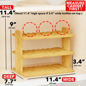 Sturdy solid bamboo construction supports various bottles and cups