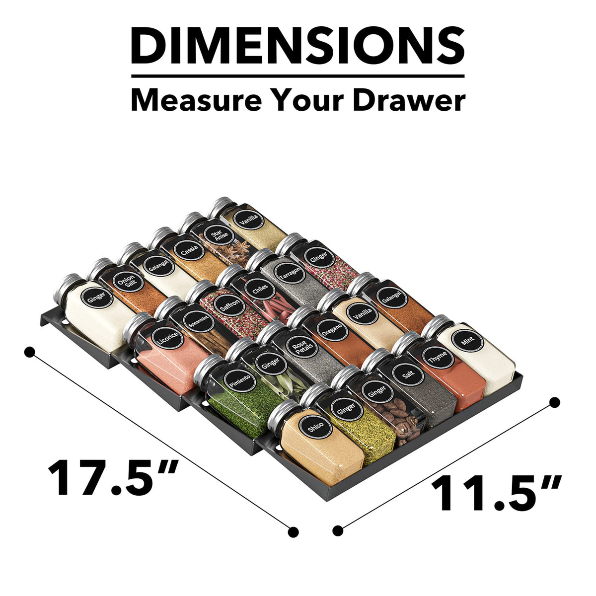 SpaceAid inclined four-tier rack design speeds spice selection.