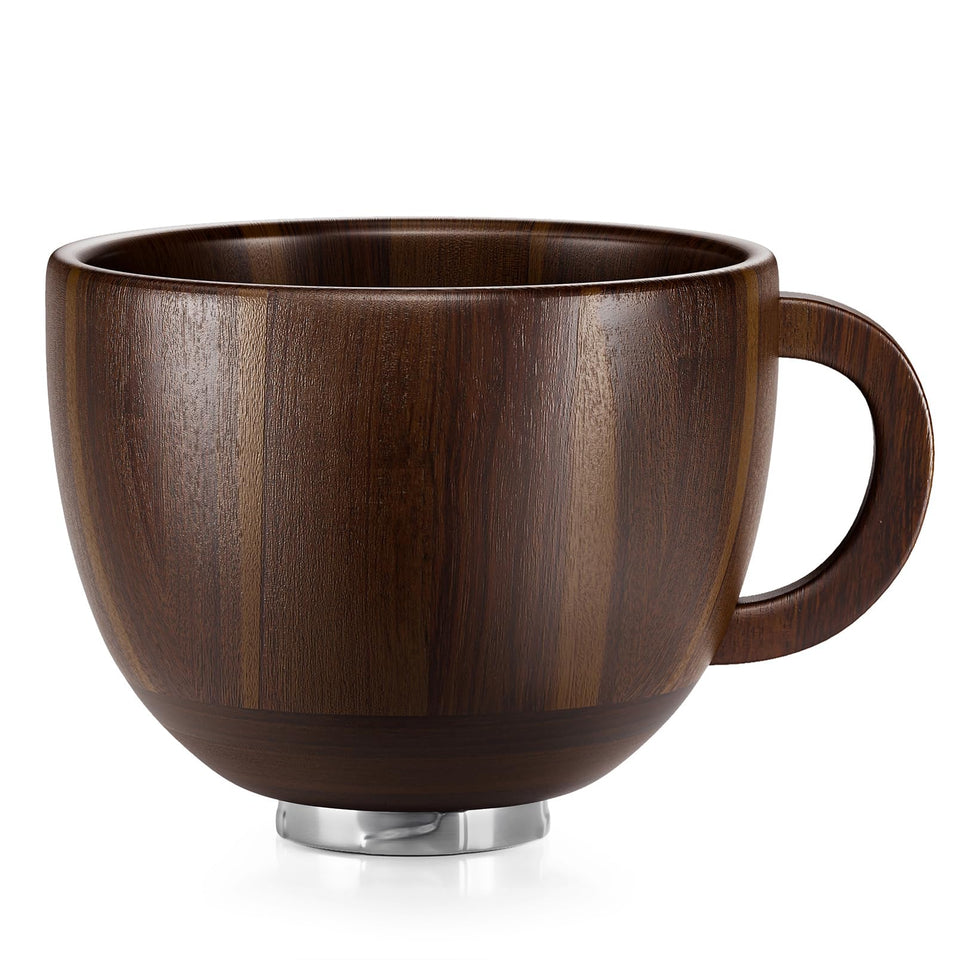 SpaceAid wooden bowl with handle showing warm acacia wood for stylish mixing.