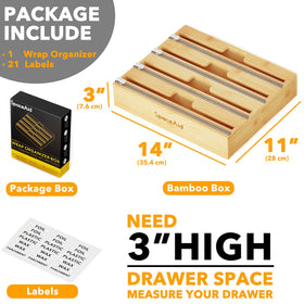 SpaceAid WrapNeat includes 21 label stickers for quick content identification.