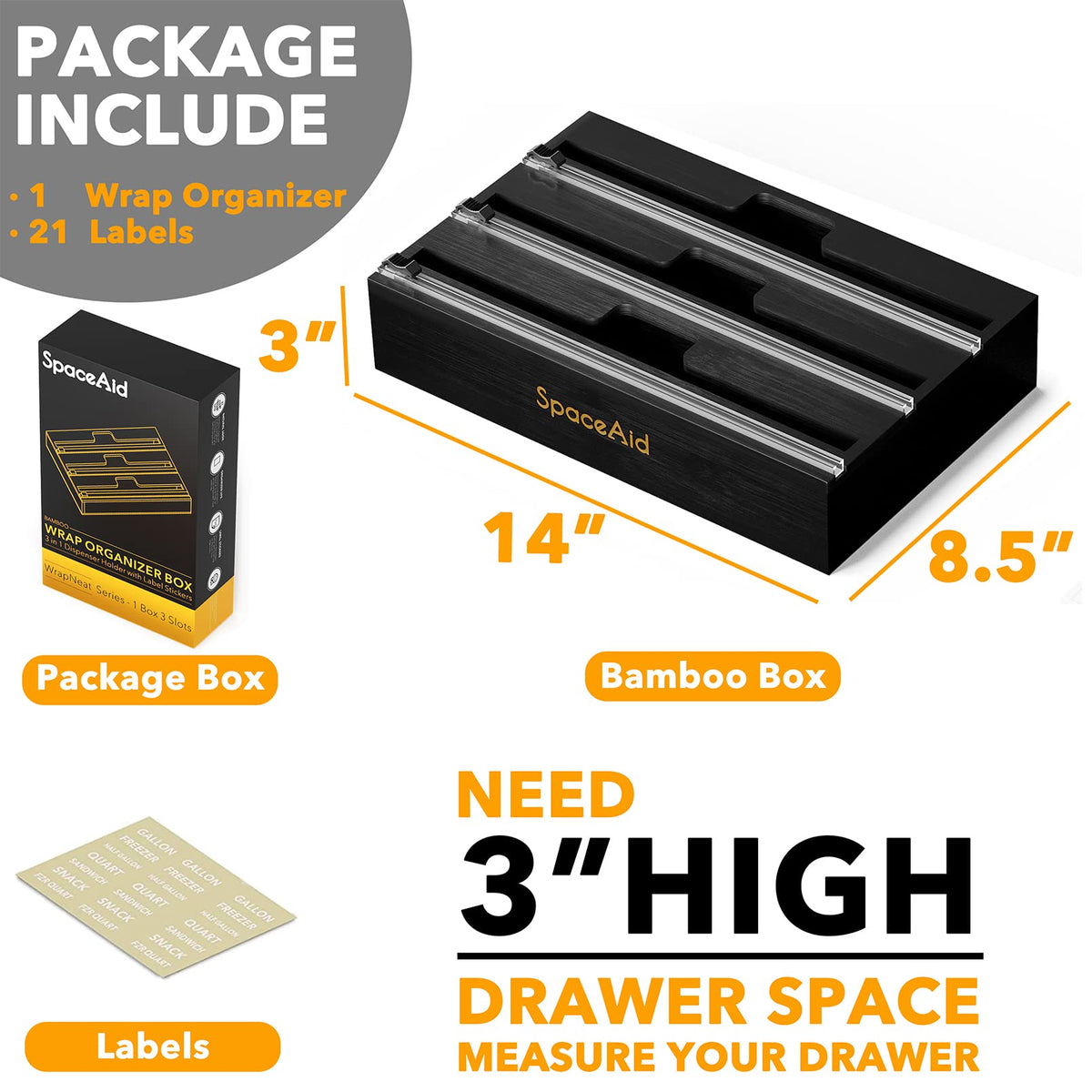 SpaceAid WrapNeat's larger middle slot eases finding the wrap start