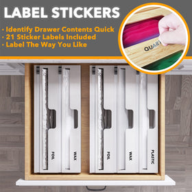 SpaceAid WrapNeat three-slot organizer keeps wraps in place during dispensing.
