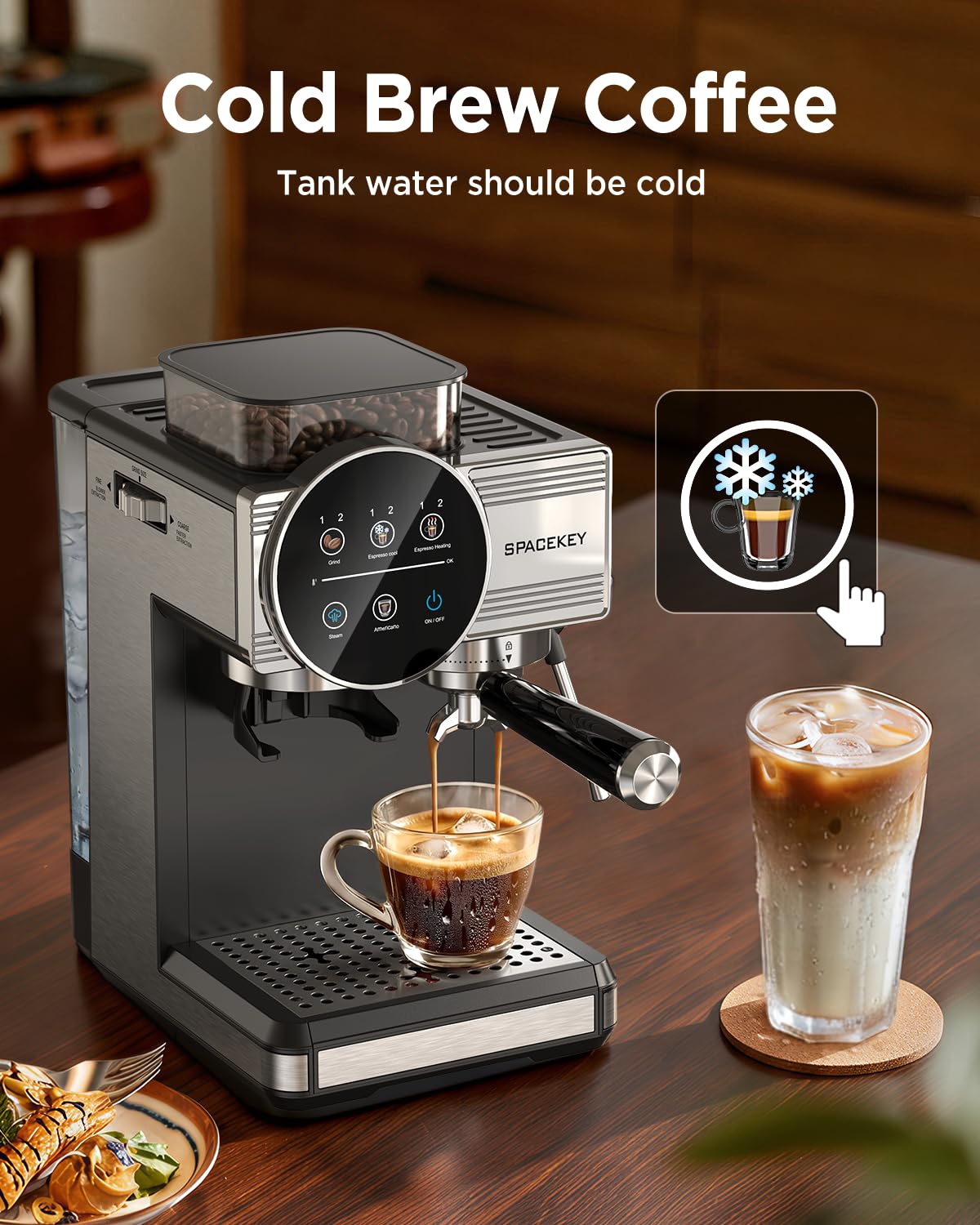 Spacekey cold brew function delivers smooth iced coffee with minimal effort.