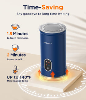 Spacekey Milk Frother auto shut-off for safe, convenient foaming