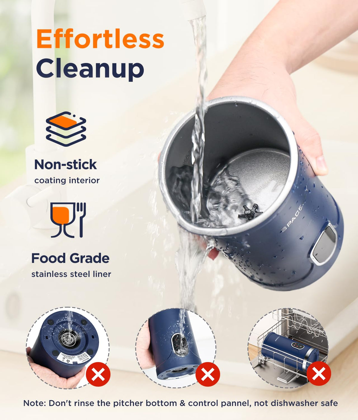 Spacekey Milk Frother easy-clean interior with quick rinse after use
