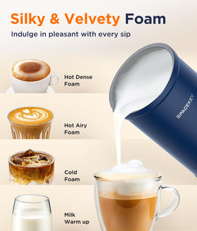 Spacekey Milk Frother four-in-one function, heats and foams in one device