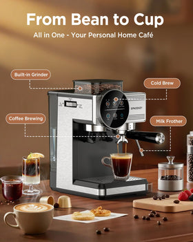 Spacekey 51mm portafilter and baskets enable authentic espresso shots.
