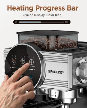Spacekey removable 61oz water tank makes refills simple during busy mornings.