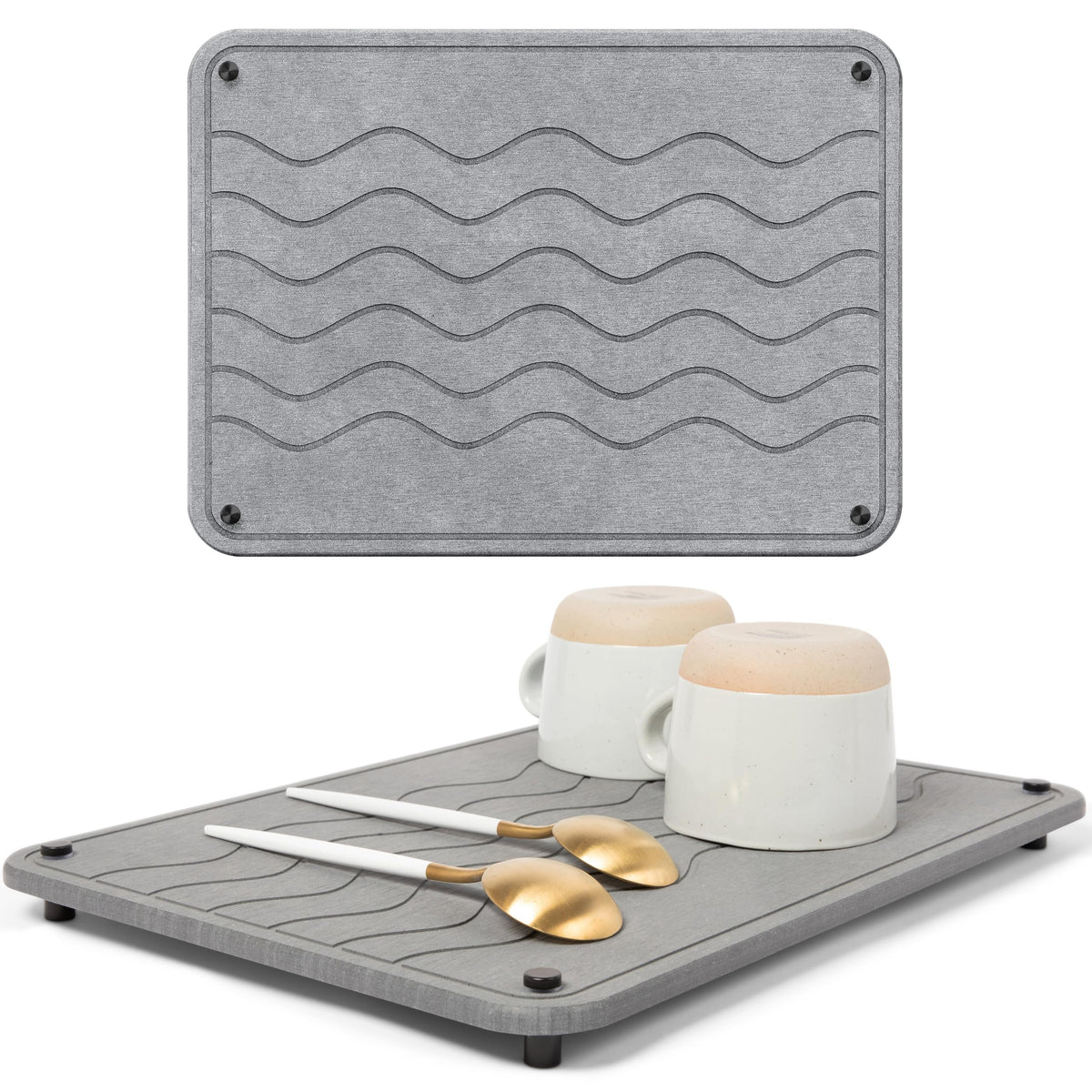 Spaceneat diatomite stone drying mat with gray waves for rapid moisture absorption