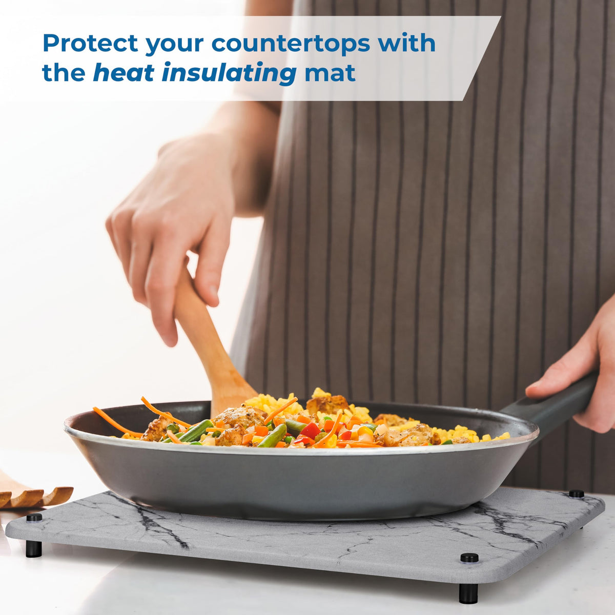 Spaceneat large counter mat provides ample space for cups, utensils, and bowls.