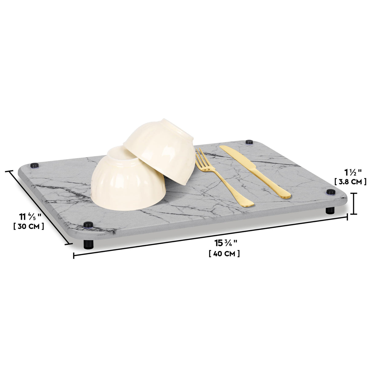Spaceneat drying mat shows stainless steel legs elevating airflow for faster drying.