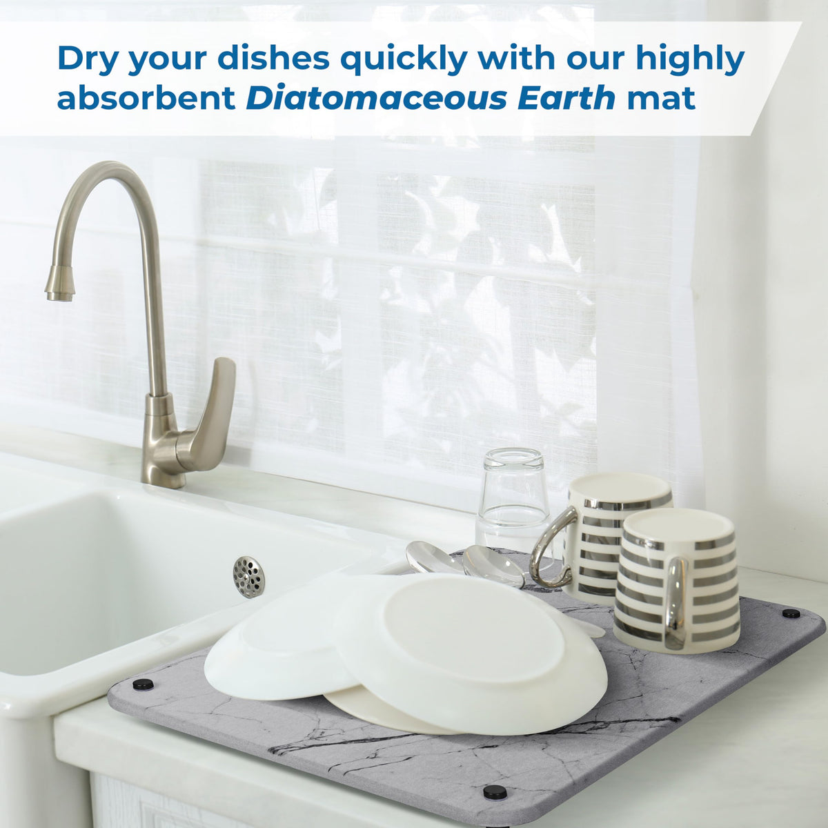 Spaceneat marble-inspired design enhances kitchen aesthetics while keeping dishes dry.