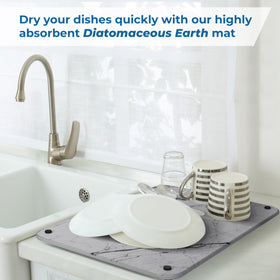 Spaceneat marble-inspired design enhances kitchen aesthetics while keeping dishes dry.