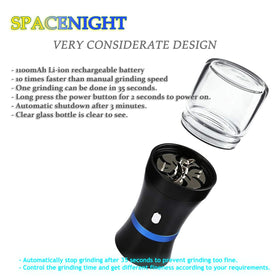Spacenight Electric Grinder auto grind 35s demonstrates hands-free operation.